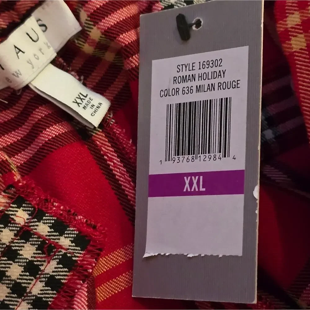 Chaus Red and White Plaid Pull On Straight Leg Pants Plus Size XXL NEW - Picture 11 of 14